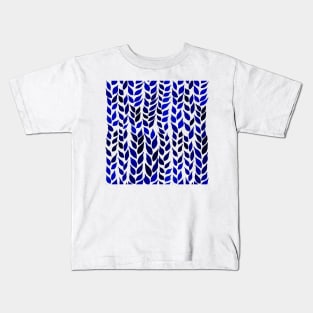 Simple Watercolor Leaves -  Navy Blue Kids T-Shirt